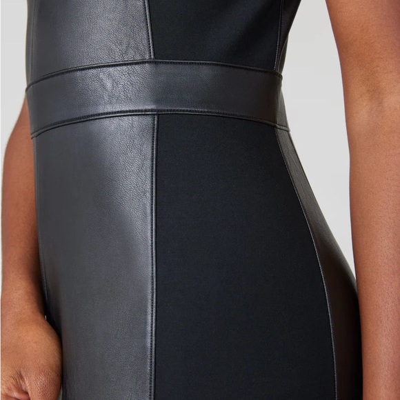SPANX‎ Leather-Like Combo Fitted Dress - Classic Black - Picture 6 of 6